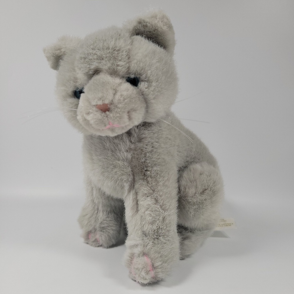 The Summit Collection Gray Cat 9" Plush Sitting Blue Eyes Whiskers VTG 1988 - Picture 2 of 9